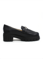 Loafer Tratorado Lara Couro Preto