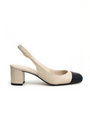 Scarpin Slingback Bicolor Salto Bloco