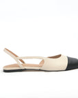 Sapatilha slingback couro bege/preto