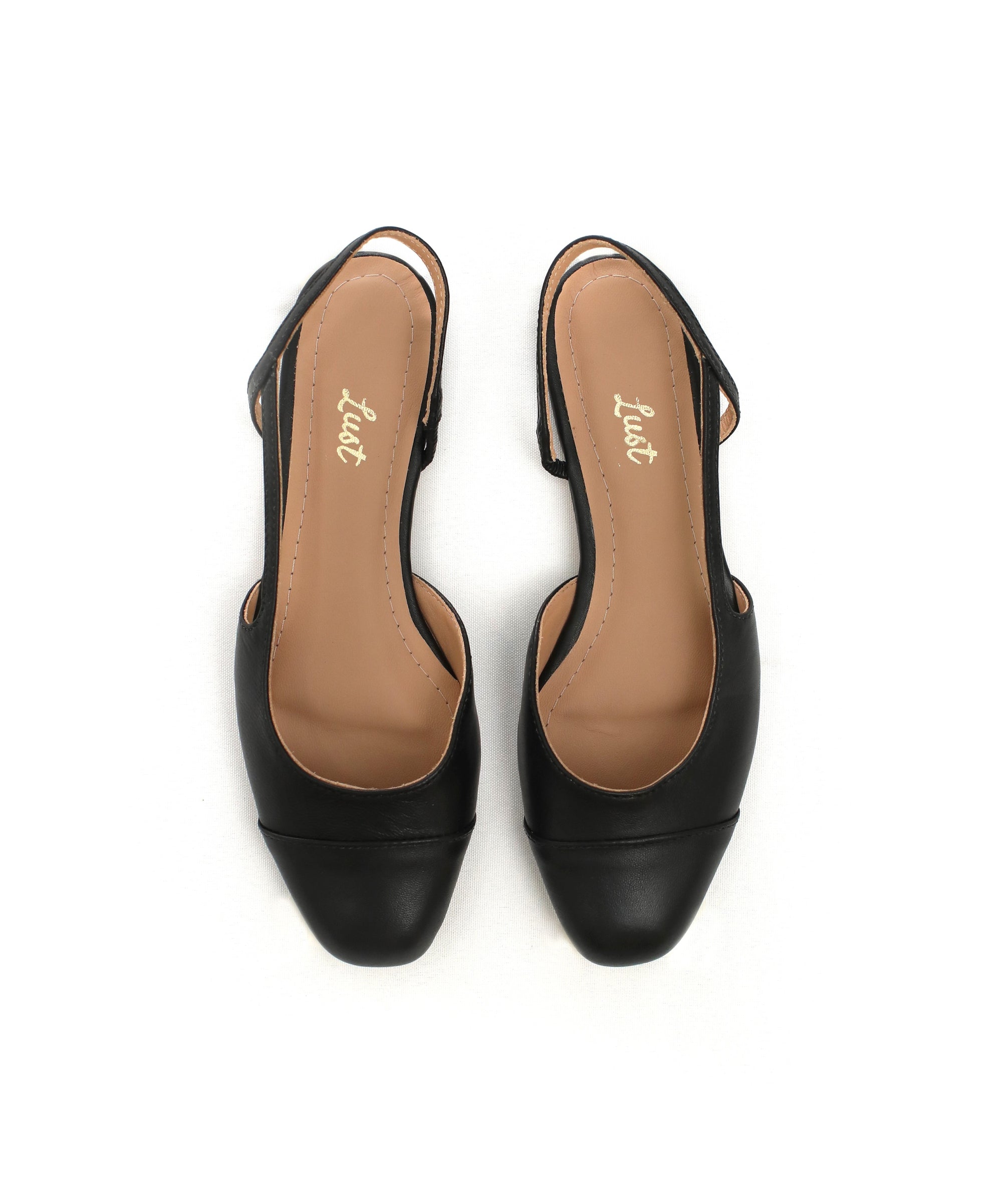 Sapatilha slingback couro preto