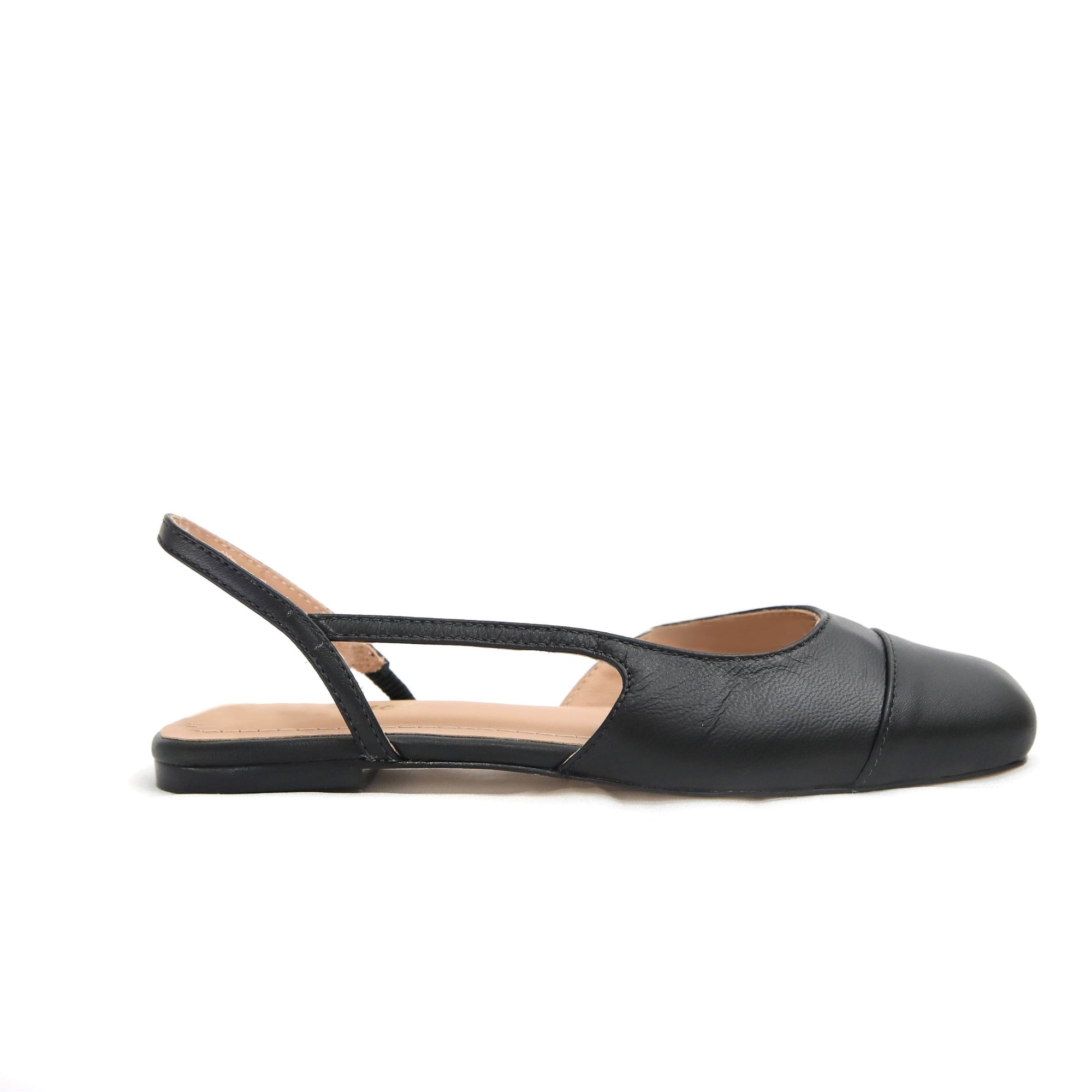 Sapatilha slingback couro preto