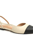 Sapatilha slingback couro bege/preto